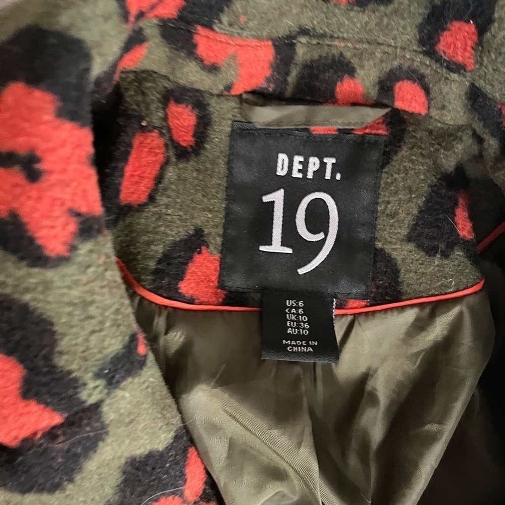 [US6]Dept 19 Leopard Print Wool Blend Coat in Green and Red NWOT - Picture 3 of 13